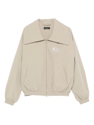 Balenciaga logo zip jacket - women - Polyester/Elastomultiester/Polyamide/Elastane - M - Neutrals