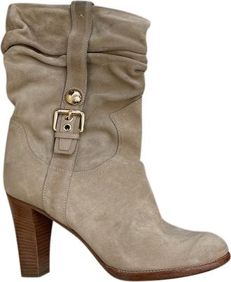 Louis Vuitton Beige Suede Slouchy Ankle Boots Size 41