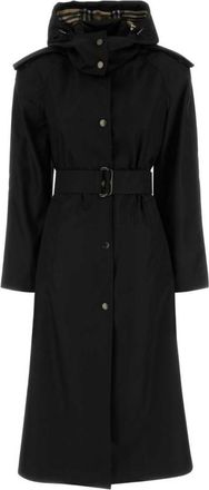 Burberry Black Shirt Collar Trench Coat