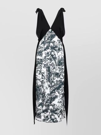 Bottega Veneta silk printed sleeveless v-neck maxi dress
