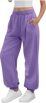Generic Women Sweatpants Ladies Plain Gym Sport Jogger Sweatpant & Winters Joggers with Pockets Wide Leg Pants and Baggy Elastic Waist Trousers for Casual Hip