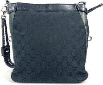 Gucci Pre-owned Canvas gucci-bags - unisex - Vintage Schoudertas - Zwart - ONE Size - Leer - Vintage