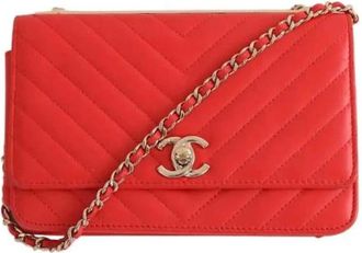 Chanel Pre-owned Mini Tas - Trendy CC Wallet on Chain - Dames - Vintage Schoudertas - Rood - ONE Size - Leer - Vintage