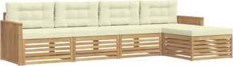 vidaXL Conjunto De Sof&aacute;s De Exterior 5 Uds. Blanco Y Crema Vidaxl