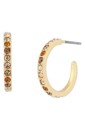 Kurt Geiger Small Pav&eacute; Huggie Hoop Earrings in Gold/Neutral at Nordstrom