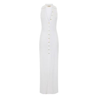 Elisabetta Franchi Dames, Jurken, Wit, Maat: 2XL Viscose