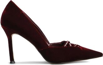 Lola Cruz 95 mm Daurel pumps met puntige neus en verfraaid met kristallen - Rood