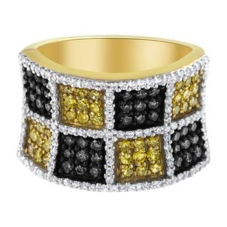 House of Brilliance 14K Gold 1 1/2Cttw Champagne Yellow and Round Diamond Band Ring at Nordstrom, Size 6.5