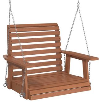 vidaXL Silla Columpio Jard&iacute;n Con Cadenas De Metal Madera Abeto Marr&oacute;n Vidaxl
