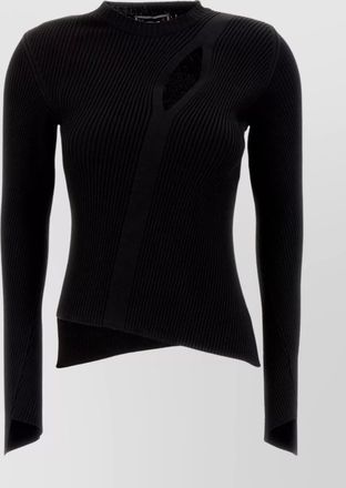 Versace ribbed cutout asymmetric hem knitted top
