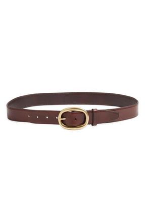 Frame Denim Oval Buckle Leather Belt in Dark Brown at Nordstrom, Size Medium