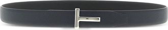 Tom Ford Reversible Hammered Logo Buckle Belt