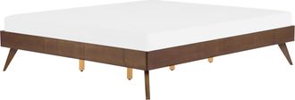 Beliani Cama Madera De Fresno Oscura Moderna 180 X 200 Cm Somier De L&aacute;minas Berric