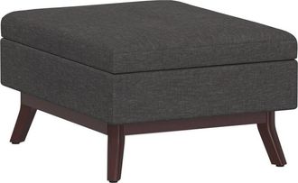 Simpli Home Owen 34In Mid Century Modern Rectangle Coffee Table Storage Ottoman