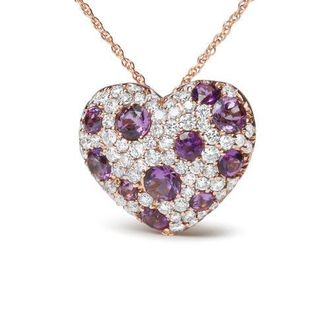 House of Brilliance Gold 3/4 Cttw Diamond and Amethyst Heart Shape Pendant Necklace in Pink at Nordstrom