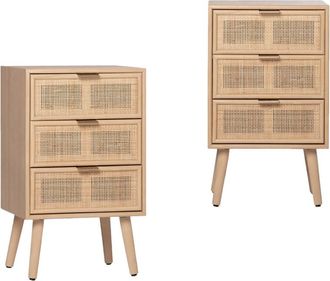 Klast Pack de 2 mesitas de noche en rat&aacute;n 42 x71 cm