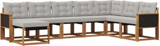 vidaXL Conjunto De Sof&aacute;s De Exterior 8 Uds. Natural Y Gris Claro Vidaxl