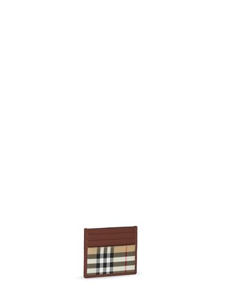 Burberry Mens Credit Card Holder Check Brown Cotton Wallets & Cardholders