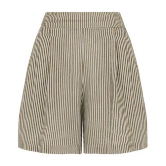 Bomboogie Shorts de lino a rayas de corte ancho - Shorts - Mujer - Beige - M