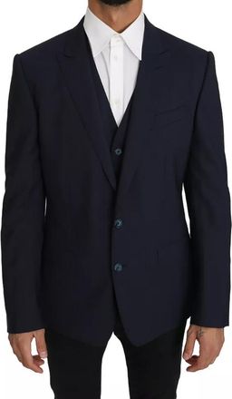Dolce & Gabbana Blue Wool MARTINI Blazer Vest 2 Mens Piece
