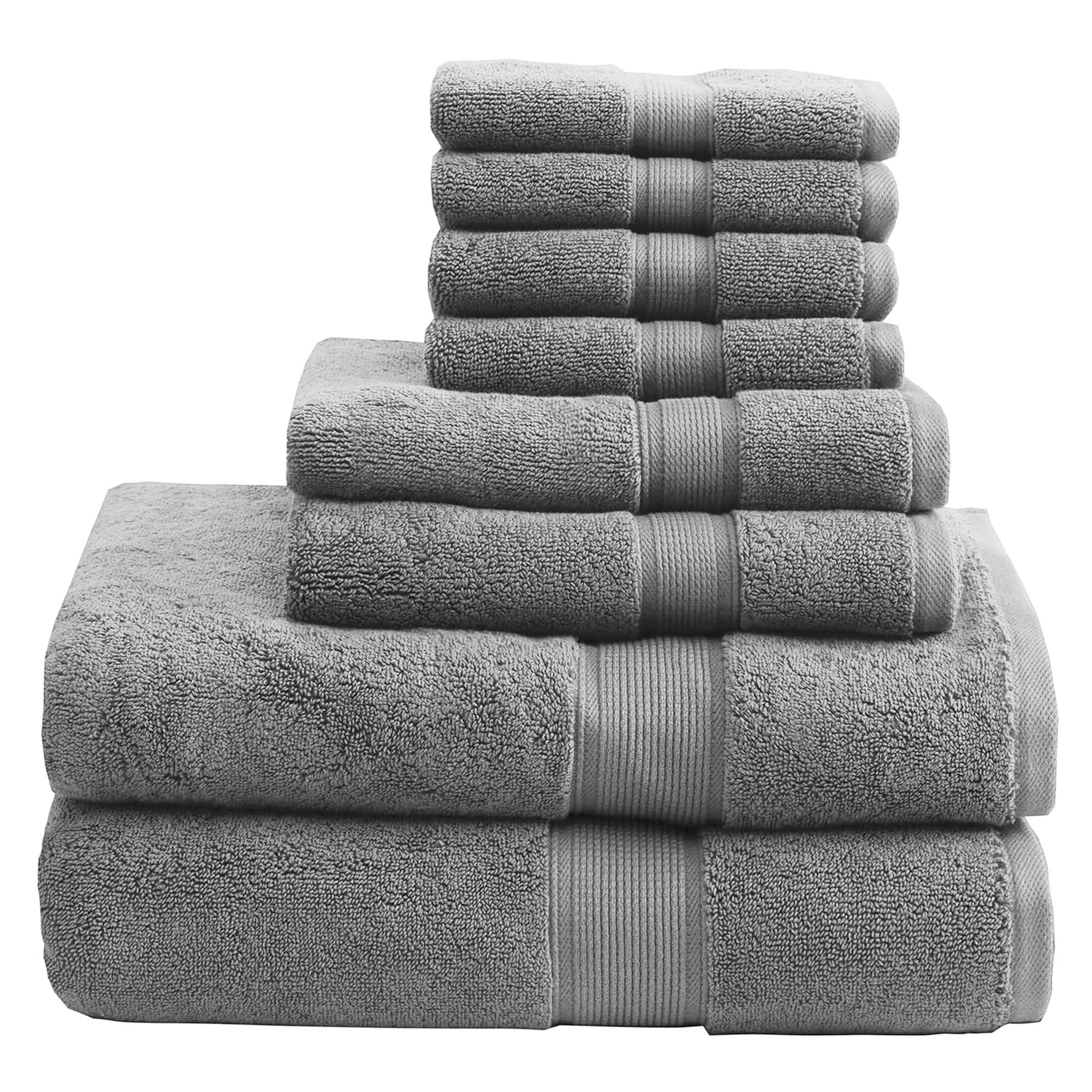Badetücher-Set Aus 100% Baumwolle – 2 Badetücher, 2 Handtücher, 2 Waschlappen, Saugfähig & Weich