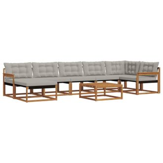 vidaXL Conjunto De Sof&aacute;s De Exterior 8 Pcs Gris Natural Y Claro Vidaxl
