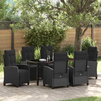 vidaXL Conjunto De Comedor De Jard&iacute;n 7 Pcs Negro Rat&aacute;n Sint&eacute;tico Vidaxl