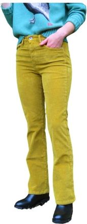 Denim Studio Flare Corduroy Broek Jeff - Dames - Slim Fit Broeken - Bruin - W29 - Katoen - Broeken