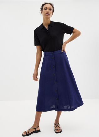 Contemporaine Womens Pure linen button-up skirt