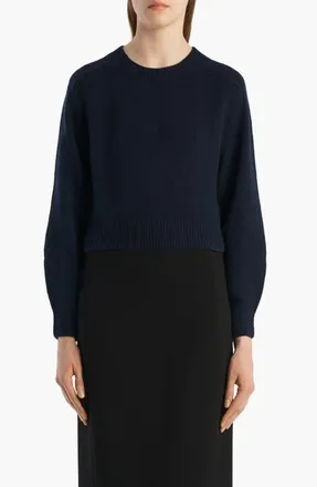 Khaite Masie Stretch Wool & Cashmere Sweater in Midnight Navy at Nordstrom, Size Medium