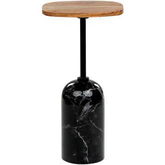 Beliani Mesa Auxiliar Redonda De Estilo Moderno Con Tapa De Madera Y Base De Metal En Color Madera Clara Y Negro Oasis