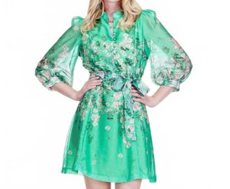 Jade Yoga The Enchanted Bloom Mini Dress In Emerald Green