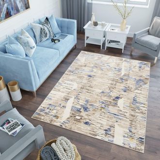 Tapiso Alfombra de poli&eacute;ster en beige, azul y crema 160x220 cm