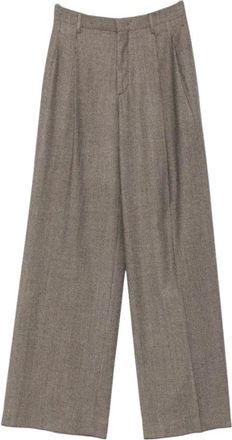 Tagliatore Broeken, Dames, Bruin, M, Wol, Peileen Wide Broeken