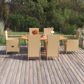 vidaXL Juego De Comedor De Jard&iacute;n 7 Piezas Rat&aacute;n Sint&eacute;tico Beige Vidaxl