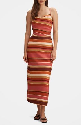 Ever New Zoe Stripe Sleeveless Linen Blend Midi Dress in Reese Stripe at Nordstrom, Size 14