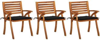 vidaXL Sillas De Comedor De Jard&iacute;n Con Cojines 3 Uds Madera De Acacia Vidaxl