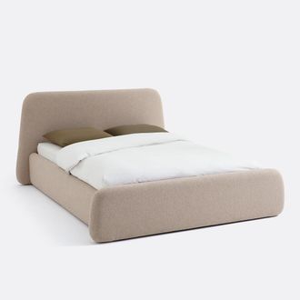 La Redoute Interieurs Bed met boxspring, structuurstof, STEEN