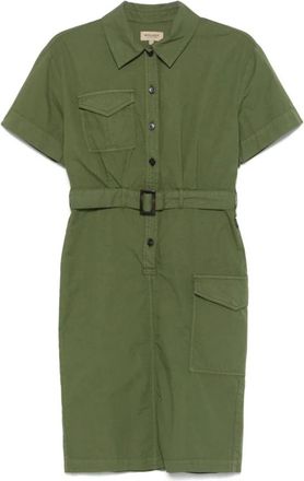 Woolrich Groene Jurk met Knoopsluiting en Borstzak - Dames - Shirt Kleedjes - Groen - XS - Kleedjes