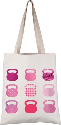 Generic VAMSII Weightlifting Lover Gift Pink Kettlebells Tote Bag Women Pink Workout Handbag Vintage Body Building Lover Gift, Pink Kettlebells T