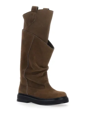 The Attico Womens Boots Robin Passeggiata Suede Brown