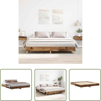 vidaXL Letto a pavimento - Giroletto senza Materasso Legno Antico 180x200 cm in Truciolato