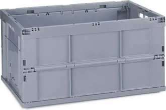 Relaxdays 10x Cassetta Pieghevole, Stabile, Da Lavoro, Plastica Resistente, Scatola Portaoggetti 60l, 31,5 X 58,5 X 40 Cm, Grigia