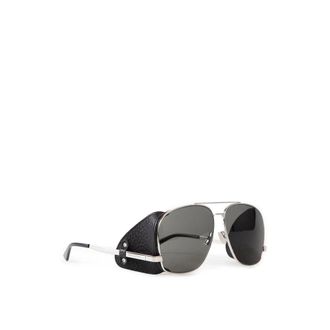 Saint Laurent Accessoires, Dames, Grijs, ONE Size, Nylon, Zilveren Metalen Zonnebril