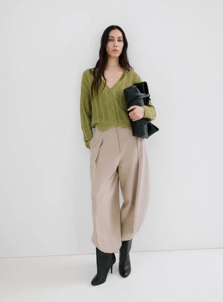 Mango Cardigan maglia intrecciata verde - Donna - XS - MANGO