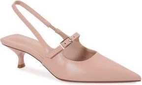 Berness Corrie Pointed Toe Buckle Slingback Kitten Heel Pump in Beige at Nordstrom Rack, Size 5.5
