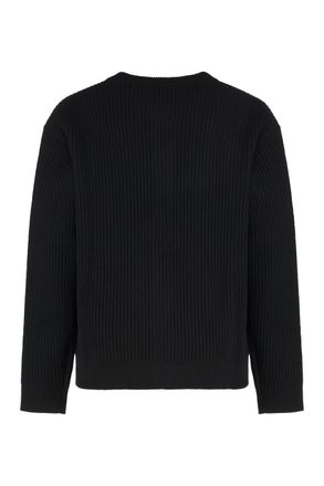 Maison Kitsun&eacute; Ribbed Wool with Fox Head Patch Cardigan - Black