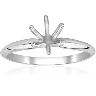 Pompeii3 Six Prong Solitaire Engagement Ring Setting 14K White Gold Size Selectable