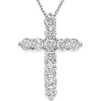 Pompeii3 2 1/4cttw 14k White Gold Diamond Cross Pendant (1 inch tall) Necklace Lab Grown