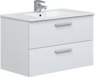 Dmora Mobile sottolavabo Dartford, Mobiletto da bagno, Contenitore porta lavabo, Armadio per lavandino, 80x45 h50 cm, Bianco lucido - Dmora